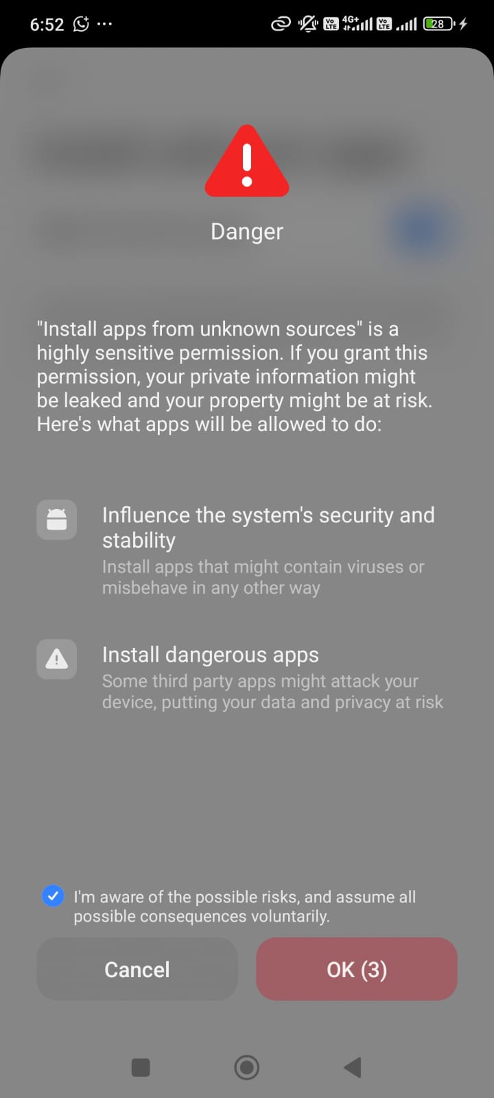 Peringatan install dari sumber tidak dikenal