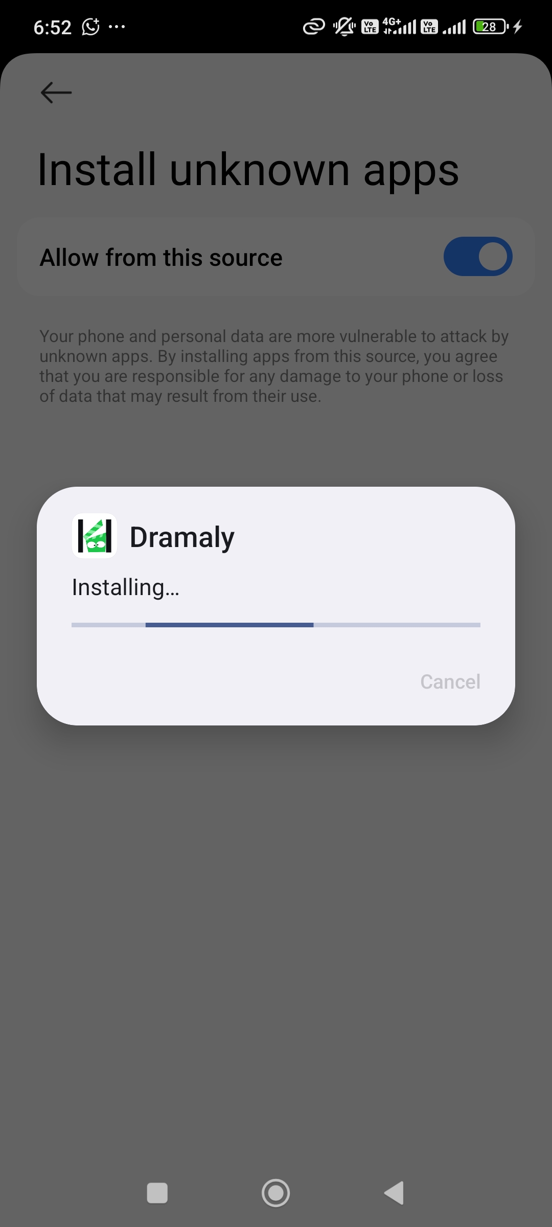 Proses instalasi Dramaly